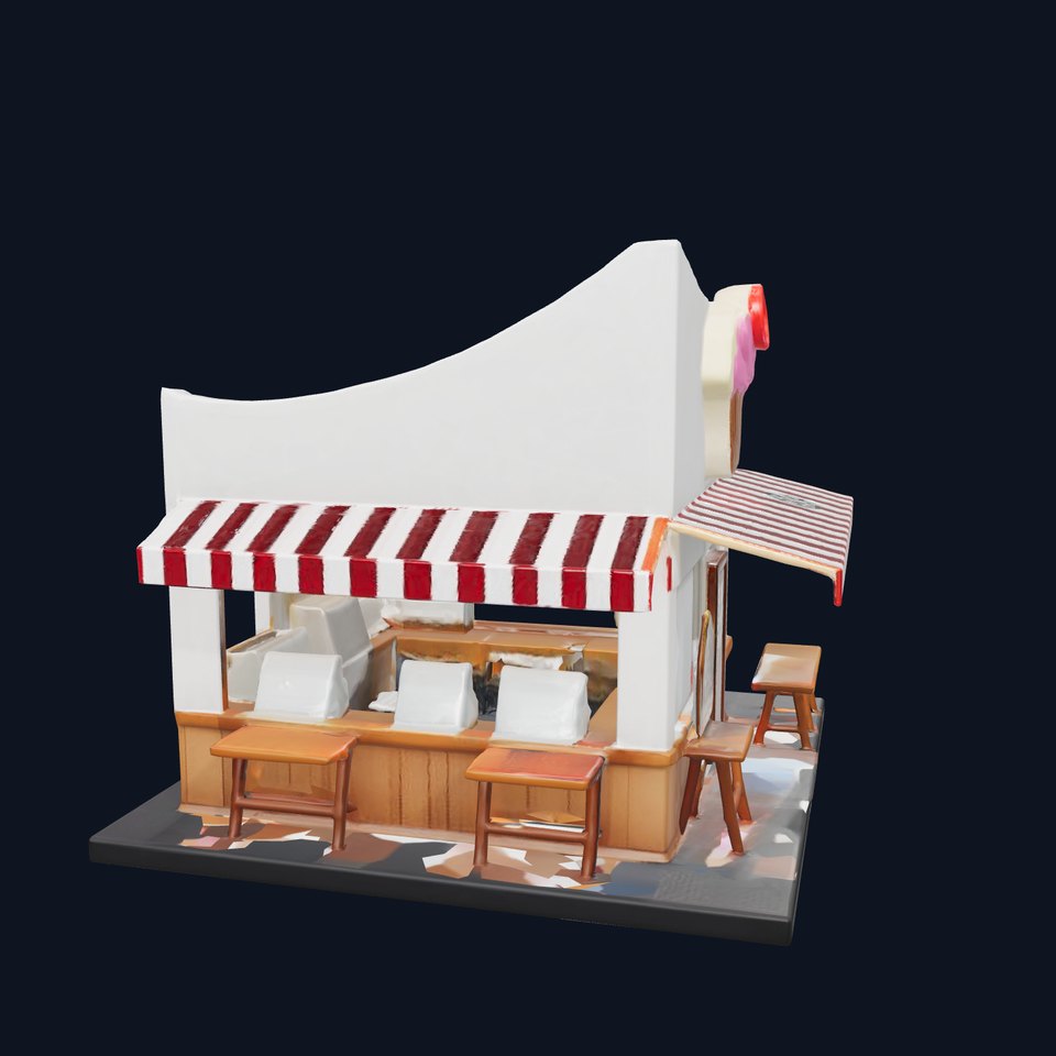 Stylized Bakery with Cupcake Sign model pack